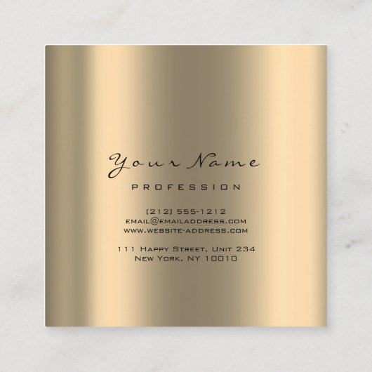 メイクアップアーティストアイブロックスレイズセピア金ゴールドスクエア スクエア名刺 (裏面)