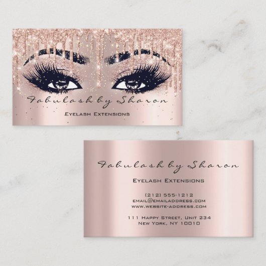 メイクアップアーティストアイブロッシュグリッタードリップスパークブラス 名刺 (正面/裏面)