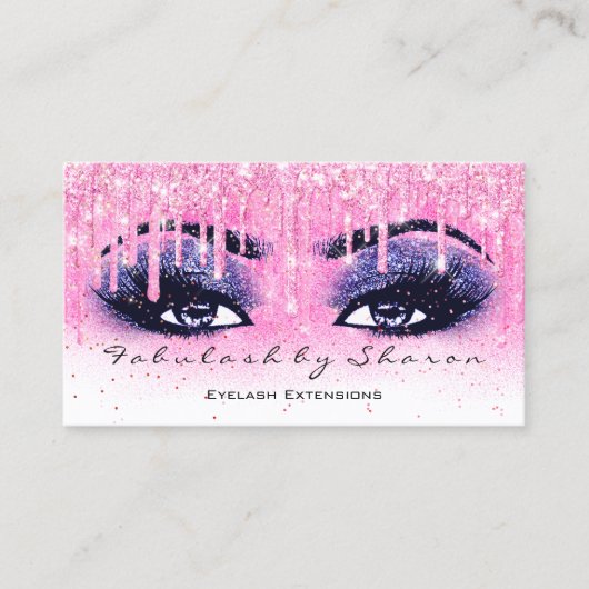 メイクアップアーティストアイブロッシュグリッタードリップネイビーピンク 名刺 (正面)