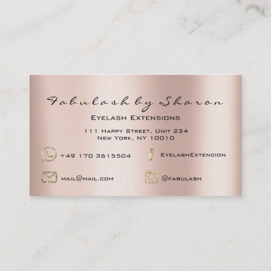 メイクアップアーティストアイブロラックスエクステンシグリッターピンク 名刺 (裏面)