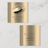 メイクアップアーティストアイブロラッシュセピア金ゴールドスクエアVIP スクエア名刺 (正面/裏面)