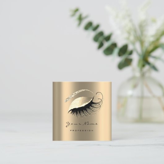 メイクアップアーティストアイブロラッシュセピア金ゴールドスクエアVIP スクエア名刺 (スタンド正面)