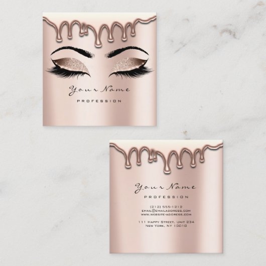メイクアップアーティストアイブロワックスラッシュグリッターピンクスクエア スクエア名刺 (正面/裏面)
