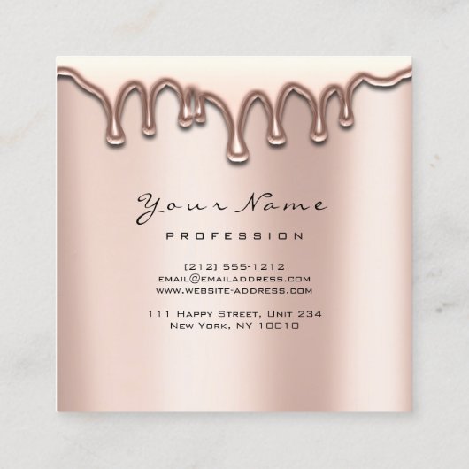 メイクアップアーティストアイブロワックスラッシュグリッターピンクスクエア スクエア名刺 (裏面)