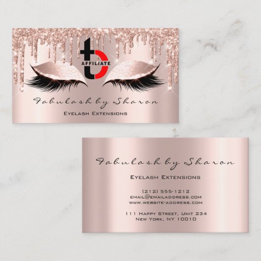 メイクアップアーティストアイラッシュアフィリエイトロゴドリップスバラ 名刺 (正面/裏面)