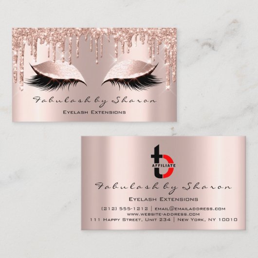 メイクアップアーティストアイラッシュアフィリエイトロゴドリップス赤面 名刺 (正面/裏面)