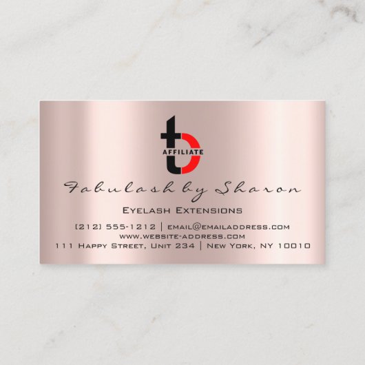 メイクアップアーティストアイラッシュアフィリエイトロゴドリップス赤面 名刺 (裏面)