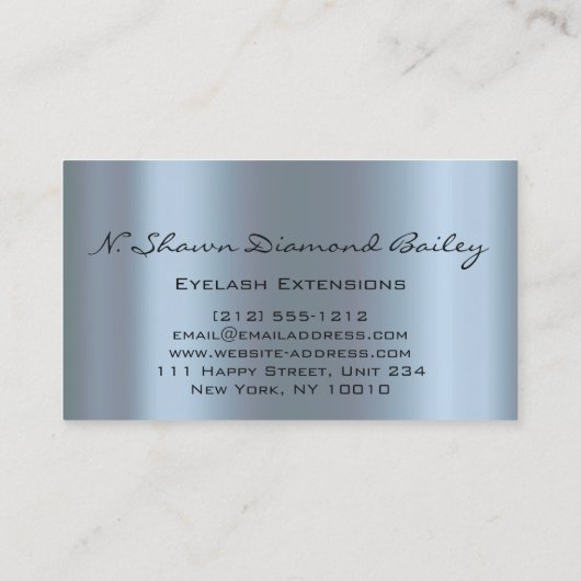 メイクアップアーティストアイラッシュエクステンションスモークブルーエレガント 名刺 (裏面)