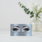 メイクアップアーティストアイラッシュエクステンションスモークブルーエレガント 名刺 (スタンド正面)