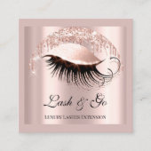 メイクアップアーティストアイラッシュエクステンションバラカスタムロゴ スクエア名刺 (正面)