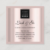 メイクアップアーティストアイラッシュエクステンションバラカスタムロゴ スクエア名刺 (裏面)