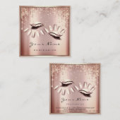 メイクアップアーティストアイラッシュエクステンションバラドリップス爪、 ネイル スクエア名刺 (正面/裏面)