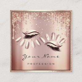 メイクアップアーティストアイラッシュエクステンションバラドリップス爪、 ネイル スクエア名刺