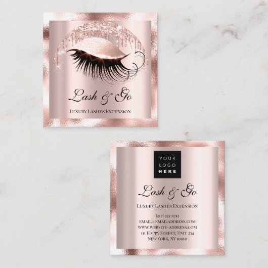 メイクアップアーティストアイラッシュエクステンションバララックスロゴ スクエア名刺 (正面/裏面)
