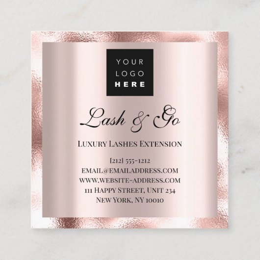 メイクアップアーティストアイラッシュエクステンションバララックスロゴ スクエア名刺 (裏面)