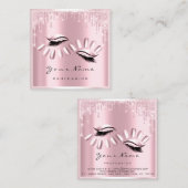 メイクアップアーティストアイラッシュエクステンションピンクドリップス爪、 ネイル スクエア名刺 (正面/裏面)