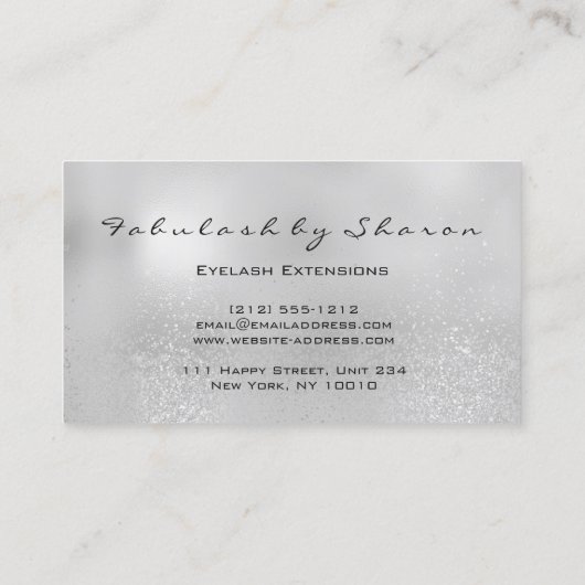 メイクアップアーティストアイラッシュグリッタードリップスシルバーグレー 名刺 (裏面)