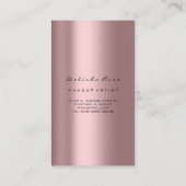 メイクアップアーティストアイラッシュグリッター赤面ピンク 名刺 (裏面)