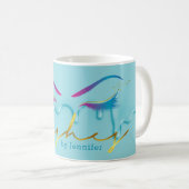 メイクアップアーティストアイラッシュドライ絵を描プティール（緑がかった色） コーヒーマグカップ (正面右)