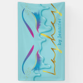 メイクアップアーティストアイラッシュドライ絵を描プティール（緑がかった色） 横断幕 (縦)