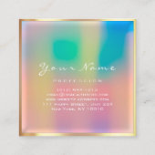 メイクアップアーティストアイラッシュドリップスグリッターピンクホログラフ スクエア名刺 (裏面)