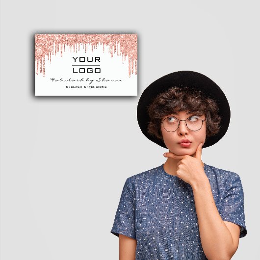 メイクアップアーティストアイラッシュバラグリッタードリップスロゴ 名刺