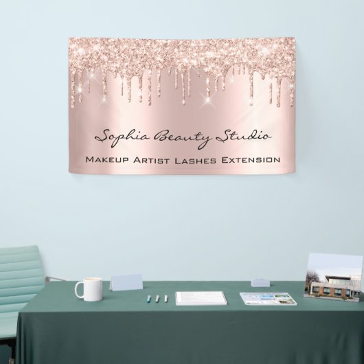メイクアップアーティストアイラッシュバラドリップスピンクグリッタールクス 横断幕 (トレードショー)
