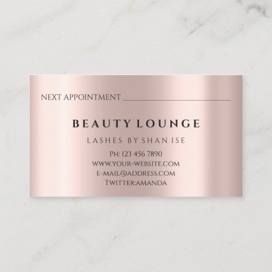 メイクアップアーティストアイラッシュバラドリップヘア爪、 ネイル 予約カード (裏面)