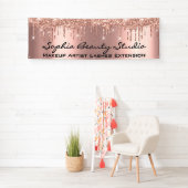 メイクアップアーティストアイラッシュバラ金ゴールドドリップブライド 横断幕 (インサイチュ)