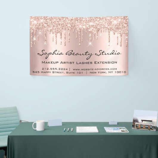 メイクアップアーティストアイラッシュバラ金ゴールドドリッププロモーション 横断幕 (トレードショー)