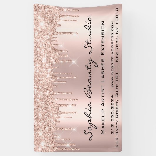 メイクアップアーティストアイラッシュバラ金ゴールドドリッププロモーション 横断幕 (縦)