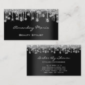メイクアップアーティストアイラッシュブラックドリップスシルバーダイヤモンド 名刺 (正面/裏面)