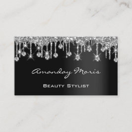 メイクアップアーティストアイラッシュブラックドリップスシルバーダイヤモンド 名刺