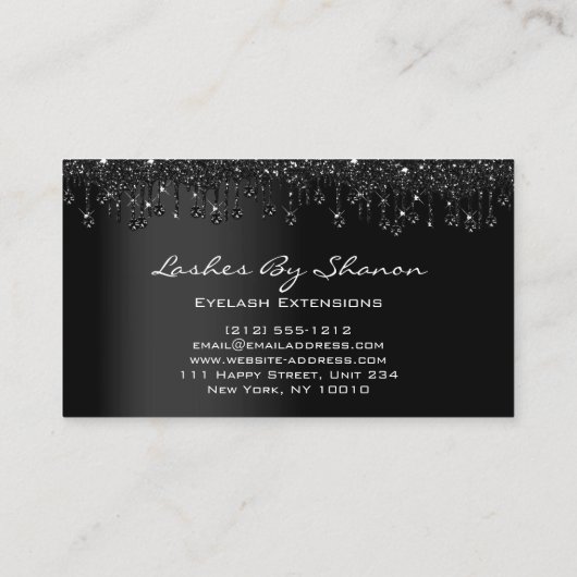 メイクアップアーティストアイラッシュブラックドリップスロゴダイヤモンドVIP 名刺 (裏面)