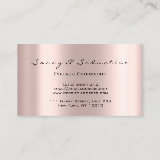 メイクアップアーティストアイラッシュブラッシュグリッターサッシセダティ 名刺 (裏面)