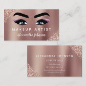 メイクアップアーティストアイラッシュブラッシュグリッターバラ金ゴールド 名刺 (正面/裏面)