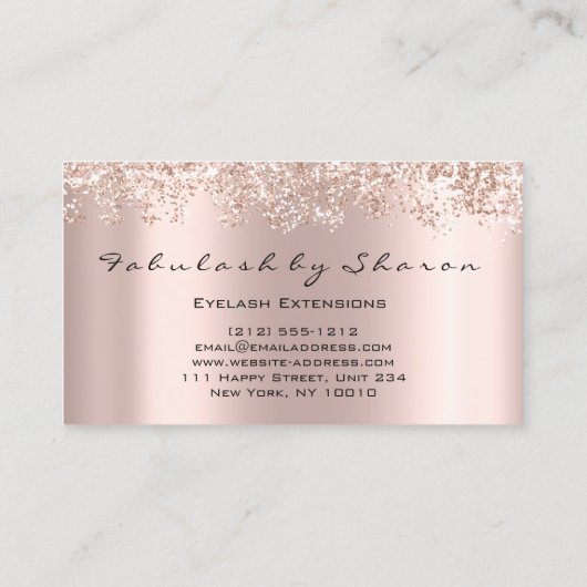 メイクアップアーティストアイラッシュブラッシュグリッター紙吹雪バラ 名刺 (裏面)