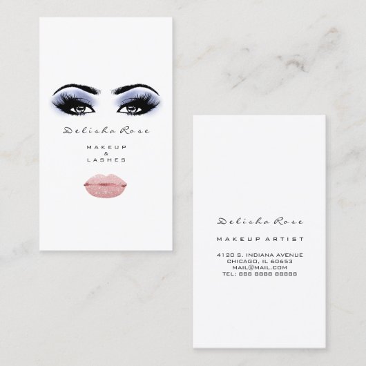メイクアップアーティストアイラッシュブルーアイブロウ赤面唇 名刺 (正面/裏面)