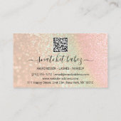 メイクアップアーティストアイラッシュヘアーブローQRロゴバラ 名刺 (裏面)