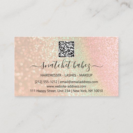 メイクアップアーティストアイラッシュヘアーブローQRロゴバラ 名刺 (裏面)