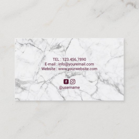 メイクアップアーティストアイラッシュマーブル美しいサロン 名刺 (裏面)