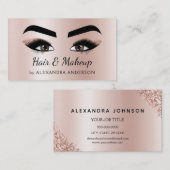 メイクアップアーティストアイラッシュメイクアップバラ金ゴールド 名刺 (正面/裏面)