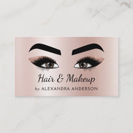 メイクアップアーティストアイラッシュメイクアップバラ金ゴールド 名刺 (正面)