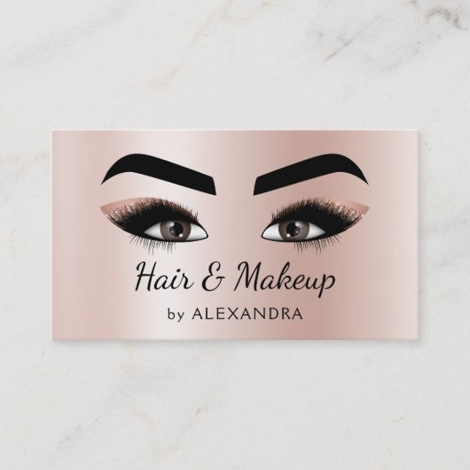 メイクアップアーティストアイラッシュメイクアップバラ金ゴールド 名刺 (正面)