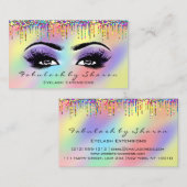 メイクアップアーティストアイラッシュユニコーン紫ホログラフ 名刺 (正面/裏面)