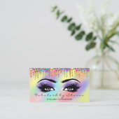 メイクアップアーティストアイラッシュユニコーン紫ホログラフ 名刺 (スタンド正面)