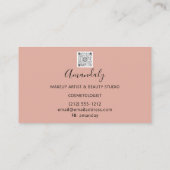 メイクアップアーティストアイラッシュロゴQRCODEバラ紙吹雪 名刺 (裏面)