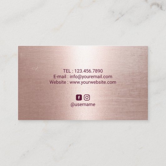 メイクアップアーティストアイラッシュ赤面バラ金ゴールド美しいサロン 名刺 (裏面)