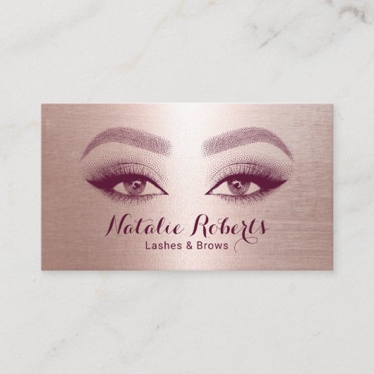 メイクアップアーティストアイラッシュ赤面バラ金ゴールド美しいサロン 名刺 (正面)