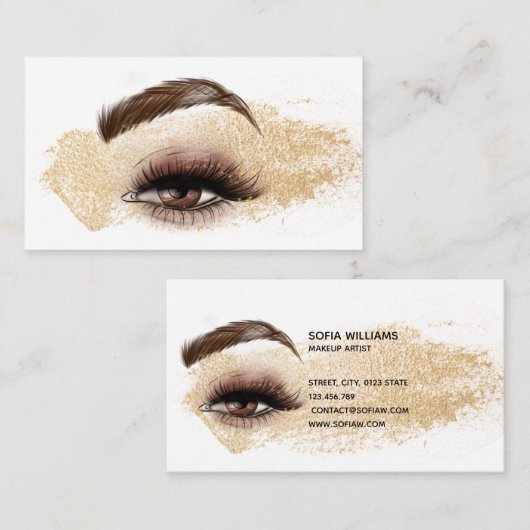 メイクアップアーティストアイ美しいサロンラッシュエクステンション 名刺 (正面/裏面)